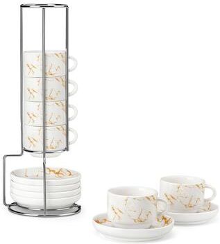 MALACASA Stackable 6-Piece Porcelain Espresso Cup Set for Coffee & Tea