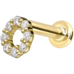 14 Karat Gold Labret mit Innengewinde MOISSANIT-KREIS