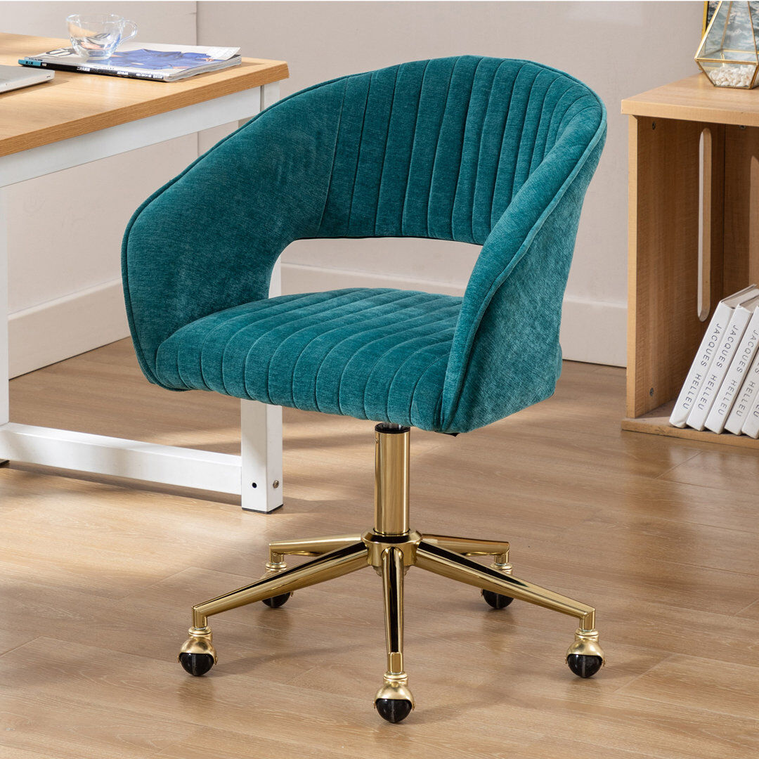 Fairmont Park Adell Office Chair Upholstered with Backrest for Living Room Bedroom, Dressing Room, Home Office Teal 60cm W X 57cm D