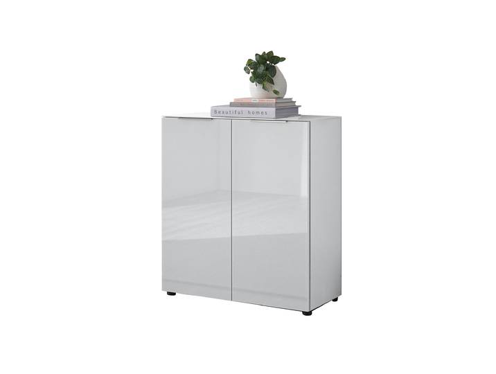Kommode - weiß - Glasfront - 90 x 40 cm - SANTORIN