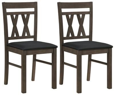 Costway Set of 2 Modern Linen Style Upholstered Kitchen Chairs-Gray