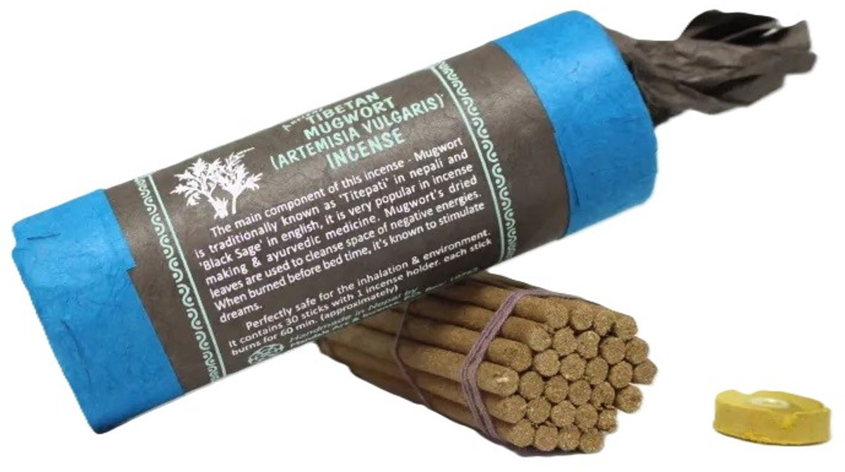 Tibetaanse wierook Mugwort Bijvoet met houder - 30 staven