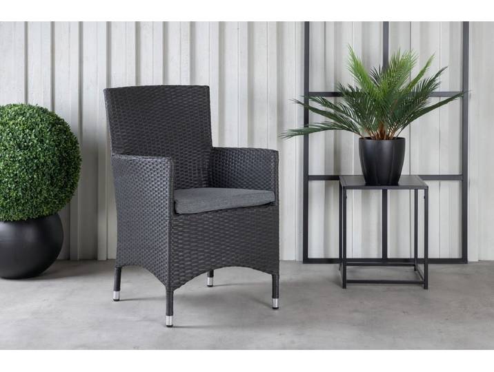 2er Set - Gartenstuhl Oasis aus Rattan - Schwarz - Luxusbetten24