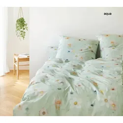 Elegante Bettwäsche Pastel Jersey - 135x200 cm + 80x80 cm	aqua