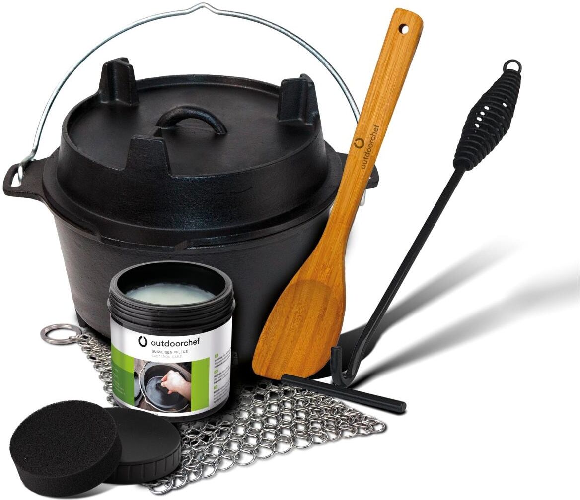 Grilltopf OUTDOORCHEF "Dutch Oven Set No. 06, 5,7 l", schwarz, 5,7 l, Töpfe, Grilltopf schwarz 5,7 l