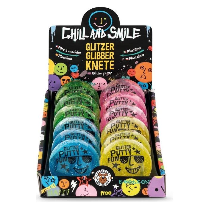 Trendhaus CHILL AND SMILE Glibber-Knete Glitzer, 4-fach sortiert (963307)