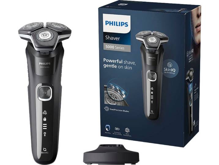 Elektrorasierer PHILIPS Shaver Series 5000 S5898/25 , grau, ElektrorasiererB:16,4cm H:24,5cm T:9,2cm, Elektrorasierer, Ladestand, mit SkinIQ Technologie, B:16,4cm H:24,5cm T:9,2cm