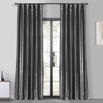Exclusive Fabrics Exclusive Fabric Faux Silk Taffeta Solid Blackout Curtain (1 Panel)