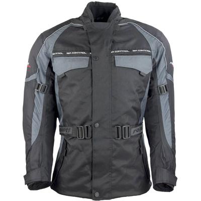 Motorradjacke ROLEFF "Reno" Gr. XL, grau (grau, schwarz), Jacken, XL, Obermaterial: 100% Polyester. Innenfutter: 100% Polyester, mit Protektoren, 4 Taschen, 3 Belüftungslöcher