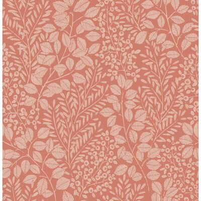 A-Street Prints Elin Coral Berry Botanical Wallpaper