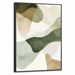 LEINWAND Bilder mit Rahmen - Japandi - Abstrakt - Grün - 50x70
