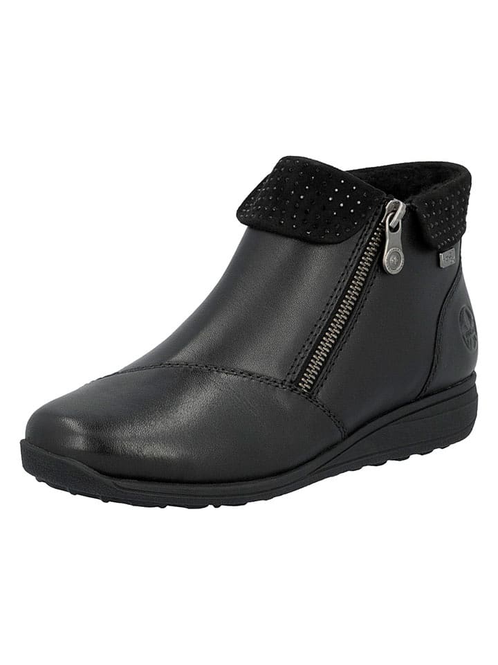 rieker Leder-Ankle-Boots in Schwarz - 40