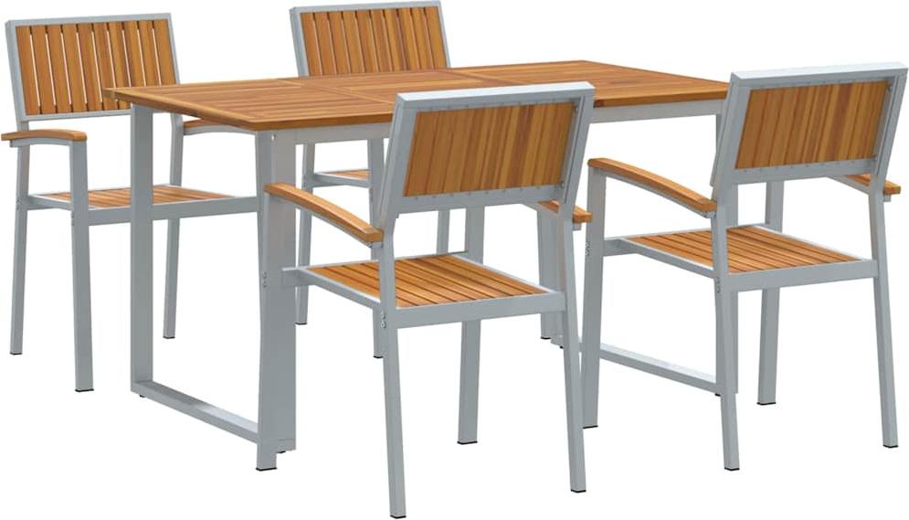 Garten Essgruppe 5 pcs Grau Massivholz Akazie