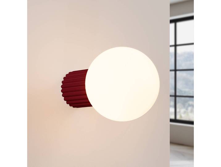 Wandleuchte ORBI SOLLUX LIGHTING, dimmbar, rot, für Badezimmer, Aluminium, Kugellampe