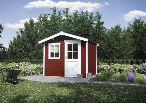 Blockbohlenhaus Konsta Kajo mit Fußboden 280 x 245 cm schwedenrot