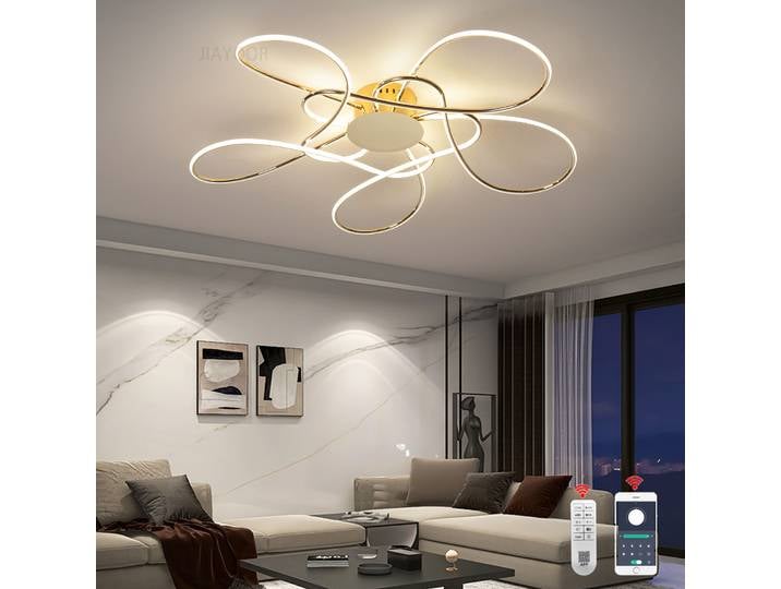 Lustre moderne plafonniers gradation télécommande luminaire lampe suspension LED lampe nordique or noir suspendu