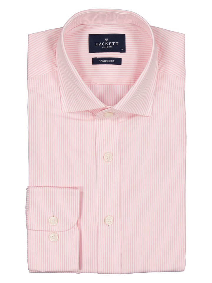 Hackett London Hemd - Tailored fit - in Rosa/ Weiß - M