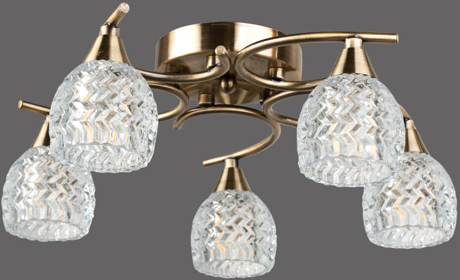 Latitude Run Trang 5-Light 40cm Antique Brass Semi Flush Mount Ceiling Light for Low ceilings Antique Brass 14cm H X 40cm W X 40cm D