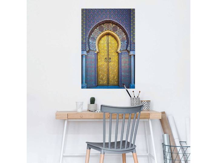 Poster Goldene Tür Papier Blau 61 x 92 x 0cm