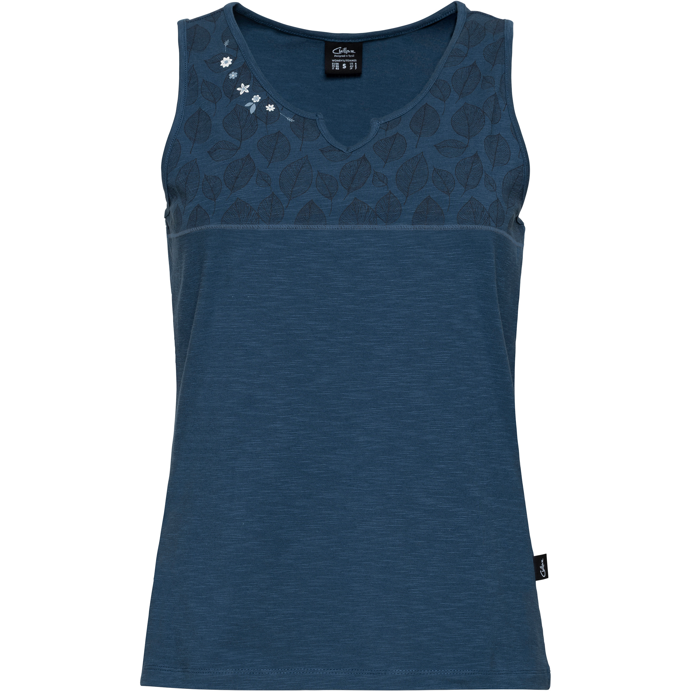 Chillaz Korfu Leaves Top Damen Tanktops blau Größe XL Bouldern | Lifestyle | Sportklettern Hautfreundlich Lyocell (Tencel)