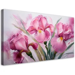 LEINWANDBILD Iris rosa bemalte Blumen 80x40cm
