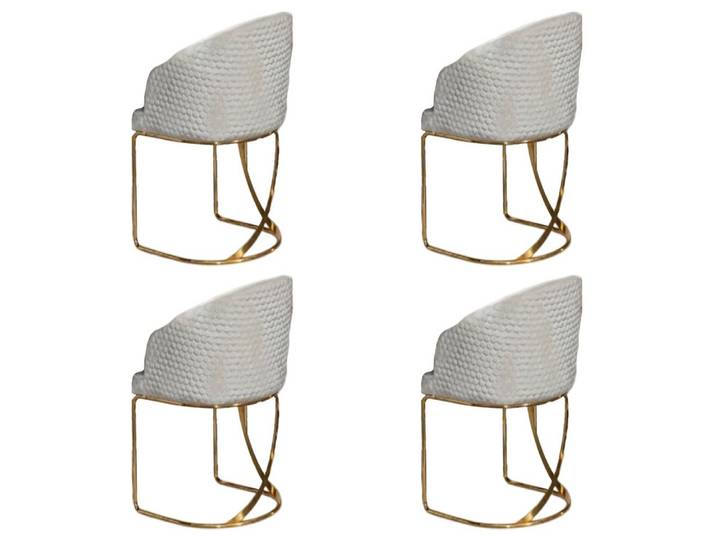 Xlmoebel Polsterstuhl 4er Set moderne weiße Stühle mit goldfarbenen Beinen (4er Set)