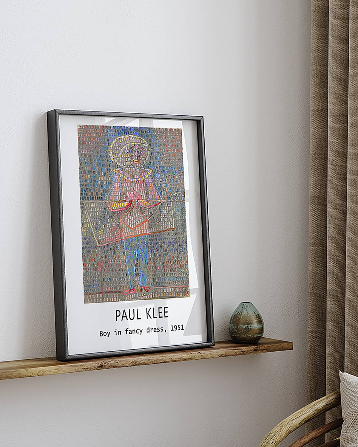 home24 Paul Klee Boy In Fancy Dress schilderij met gelakt massief beukenhout lijst en acrylglas, multicolor, 32 x 42 cm