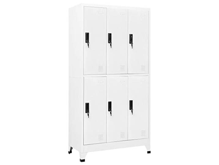 RJPLMFV Schließfachschrank, weiß, 90 x 45 x 180 cm, Stahl Abschließbare Türen, Kleiderbügel inklusive, Sortieretiketten, für Schule und Büro