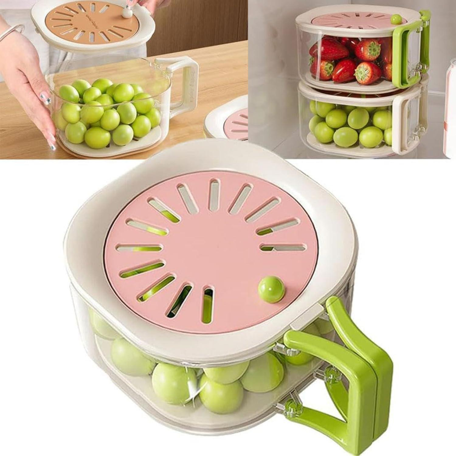 Dripio 2-in-1 afdruipmand, fruitschaal en groentewasser met zeef, roze