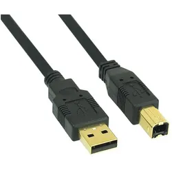 INLINE USB 2,0 Kabel, A an B, schwarz, Kontakte gold, 2m