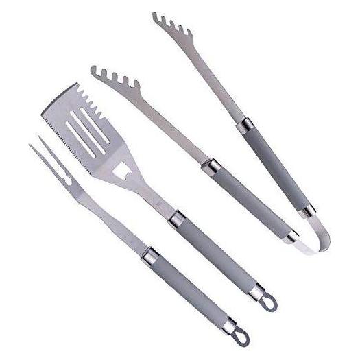 Master 3tlg Grillbesteck Set Edelstahl Grillset Grillwender Grillzange Fleischgabel BBQ Grillzubehör (MG113)