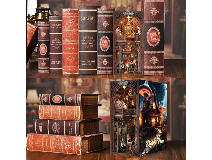Hamaileon Craft, cadeaux pour adultes/adolescents, Kit de maison de poupée Miniature, Puzzle en bois 3D, décor d'étagère, petite maison, Mini livre