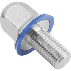 SECHSKANTSCHRAUBE HYGIENIC DESIGN, MIT DICHTUNG, FORM:A OHNE SCHAFT M04X8, SW=7, EDELSTAHL 1.4404 UNPOLIERT