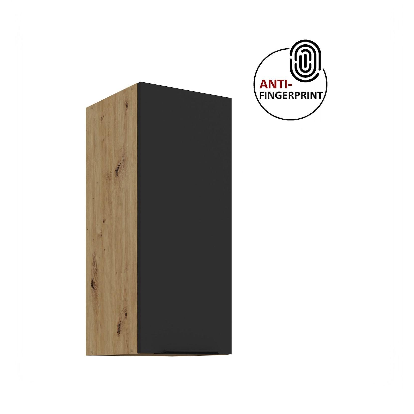 Küchen Hängeschrank 30 Küche ARIA Schwarz matt Küchenzeile Anti Fingerprint