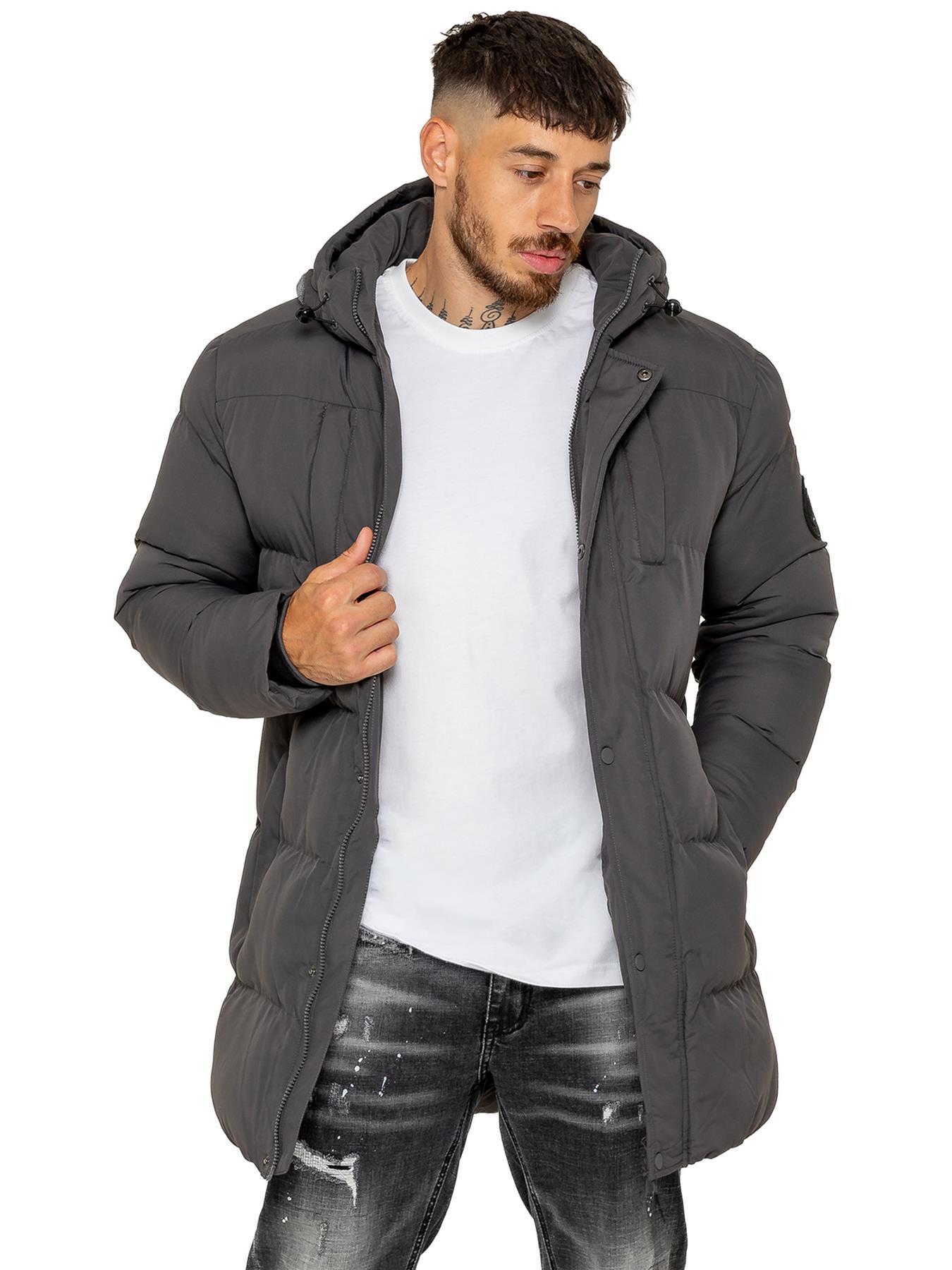 Enzo Milano | Herren Langjacke mit gepolstertem Kapuzenmantel
