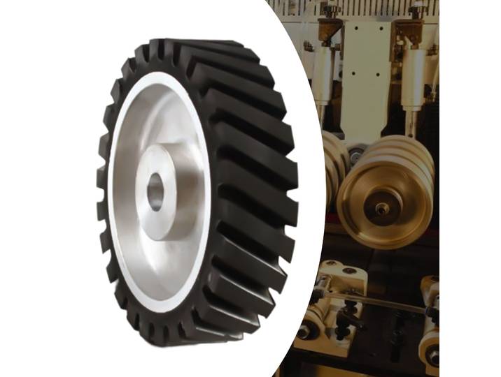 Roue de contact en caoutchouc denté 250*50mm pour ponceuse à bande, roue de polissage pour bande abrasive