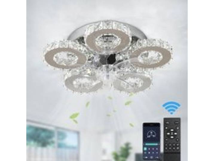 Plafonnier Ventilateur LED 5 Anneaux Design Moderne — Éclairage Dimmable + Ventilation Silencieuse Télécommande