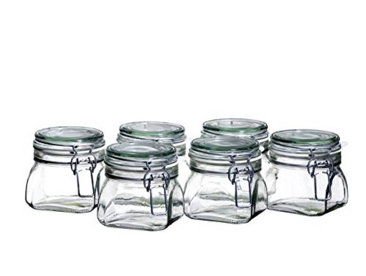 MÄSER 925338 Gothika, Einmachgläser klein, made in Germany, 6er Set à 500 ml, Vorratsgläser mit Deckel und Drahtbügel zum luftdichten Aufbewahren, Einkochen und Einlegen, Glas, transparent
