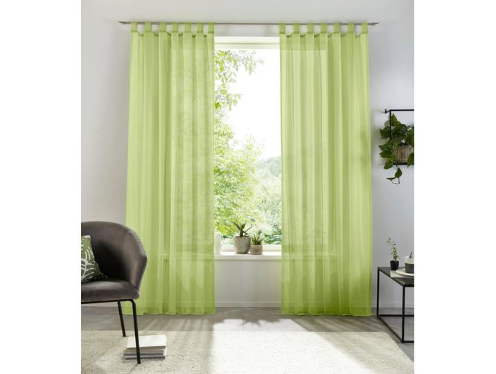 Gardine GOODPRODUCT XANA mit Schlaufen, Topseller Gr. 1, grün, B:145cm H:145cm, Voile, Polyester, Gardinen, Gardine, Bestseller, einfarbig, 1 Schal, pflegeleicht, preiswert