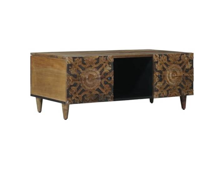 fsahslih Couchtisch Massivholz Mango Rechteckig 100x54x40 cm Braun Rechteckiger Wohnzimmertisch aus echtem Mangoholz mit stabilen Metallbeinen für eine moderne Atmosphäre in Ihrer Lounge.