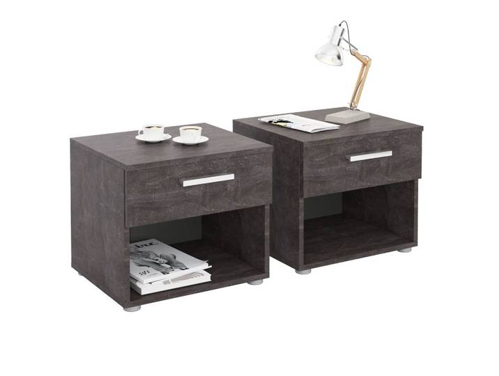 NACHTTISCH MARY 2er-Set Beton dunkel