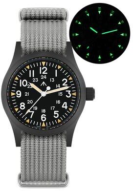 Perfect Picks Market Military Watch With Sweep Movement And Sapphire Crystal Vintage Timepiece pvd Grey Nylon