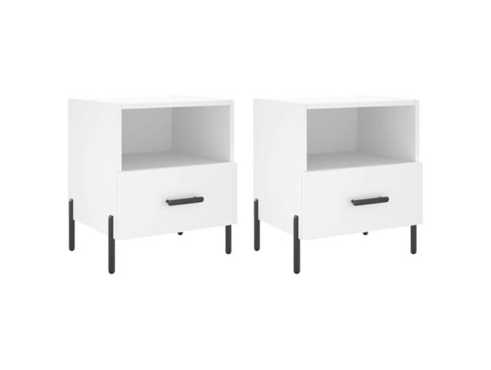LMTYOENFG Nachttisch 2er Set Weiß mit Schublade 40x35x47,5 cm Praktisches Beistelltisch Duo fürs Schlafzimmer mit Fach, Auszug und stabilen Eisenbeinen für modernes Wohnen.