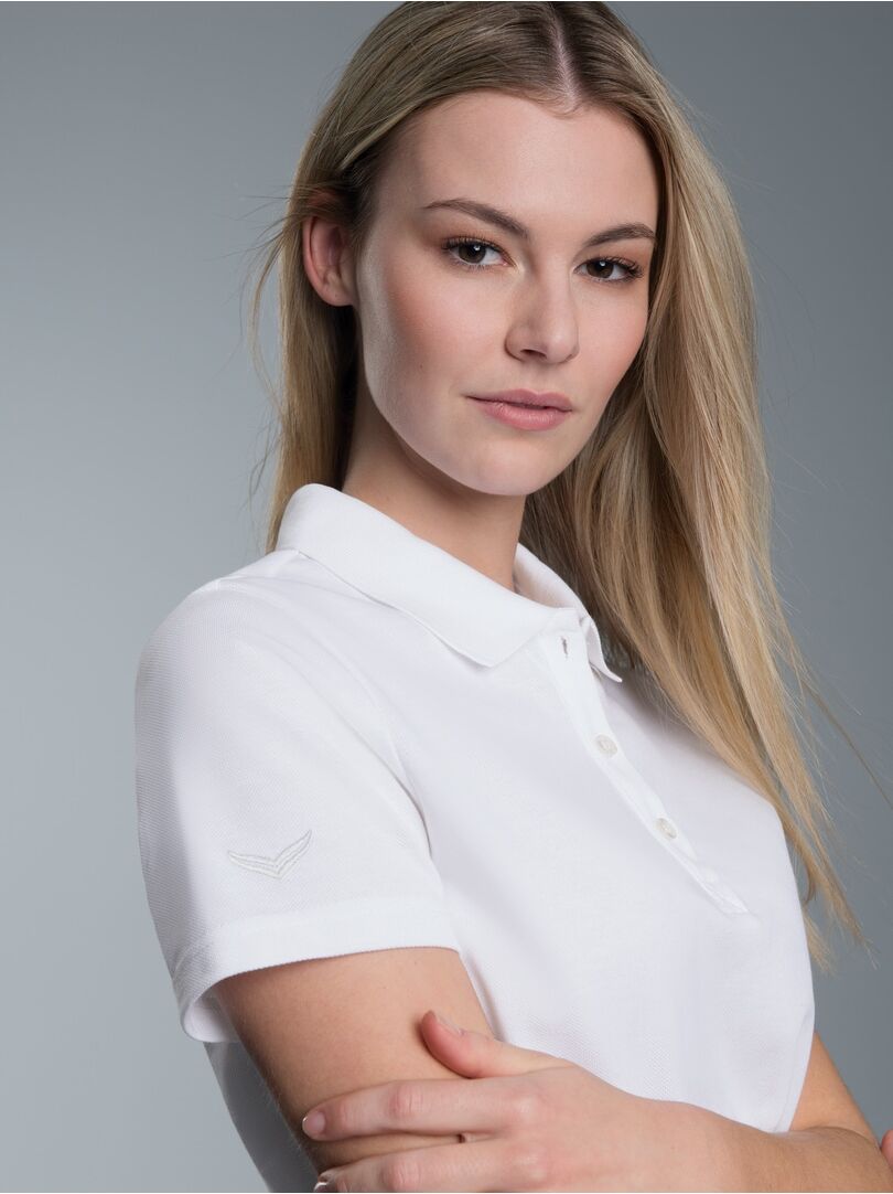 Poloshirt TRIGEMA "TRIGEMA Poloshirt", Damen, Gr. XS, weiss (weiß), Piqué, 100% Baumwolle, Basic, ohne Ausschnitt, Shirts Poloshirt weiß XS