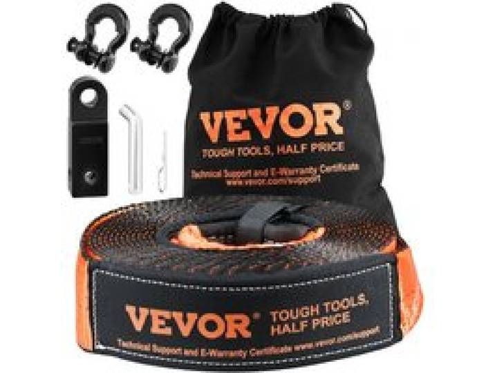 VEVOR Kit récupération tout-terrain 7,6x914,4 cm sangle de remorquage 13608 kg manilles à anneau en D 20000 kg récepteur de manille sac de rangement pour VTT, jeeps, véhicules tout-terrain, camions