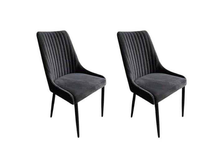 Meble Ares 2er Set Esszimmerstühle Massimo - ‎48 x 52 x 100 cm Esstisch Stühle - Stühle Esszimmer, Küchenstühle, Wohnzimmerstühle - Polsterstuhl Esszimmer - Buchenholz, Samt ‎Dunkelgrau, Metal