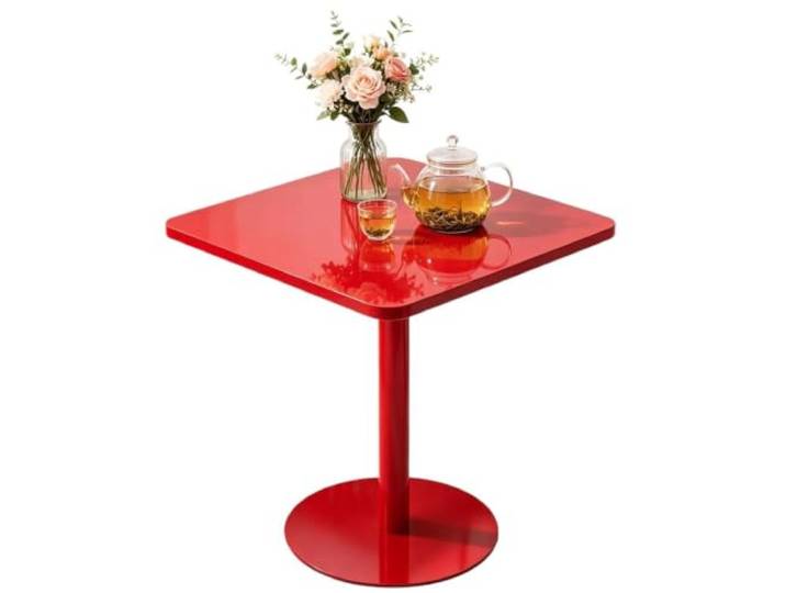Gaommini Quadratischer hoher Beistelltisch, Terrassen-Couchtisch für Getränke, 40 cm/60 cm/70 cm, Outdoor-Bistro-Pub-Tisch mit Metallfuß, wasserdichter Cocktail-Bartisch, Rot(60x60x73cm)