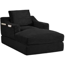 MODFU Lounge-Sessel aus Cordstoff, Schwarz, mit herausnehmbarer Unterlage