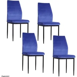 HTI-Living, Stühle, Esszimmerstuhl Madison Velvet 4er-Set Blau (4x)
