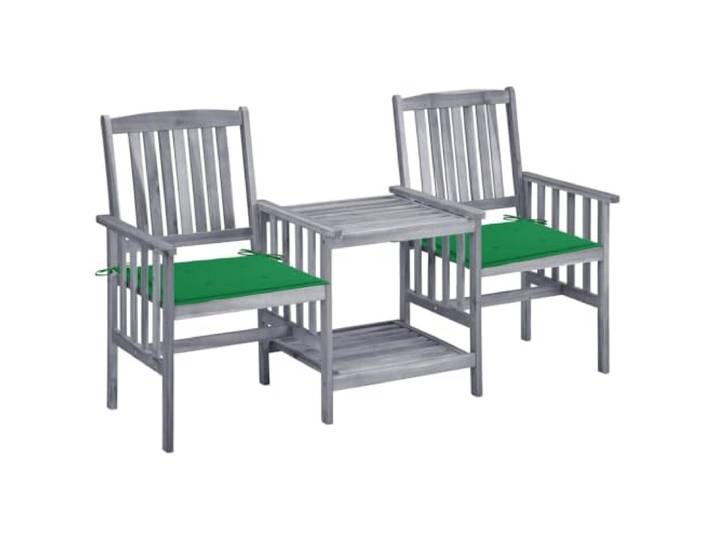 HEFZGDB Massivholz Akazie Gartenstühle mit Teetisch und Kissen Set 4 Stück, Rustikale Bistro Möbel für Terrasse mit Rückenlehne und Ablage, Wetterfeste Outdoor Sitzgruppe
